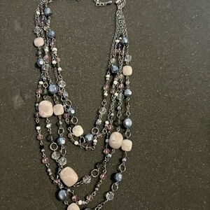 Lia Sophia Multi-Strand Pink and Blue Necklace